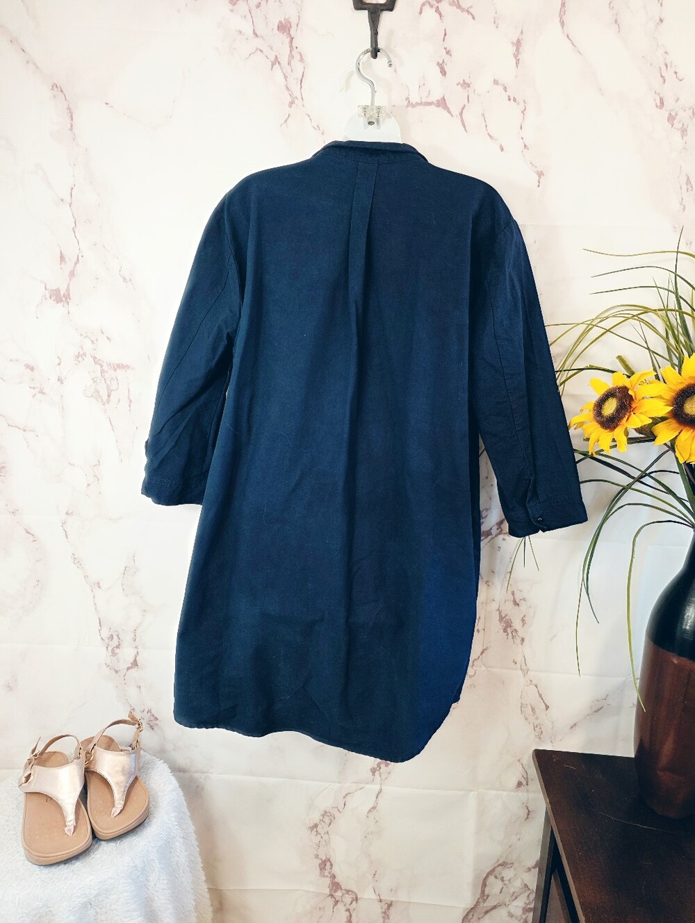 Tuckernuck Pomander Place Polly French Navy Shirt Dress Collared Button Front L - Picture 4 of 5